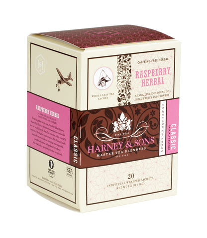 Raspberry Herbal - Sachets Box of 20 Individually Wrapped Sachets - Harney & Sons Fine Teas