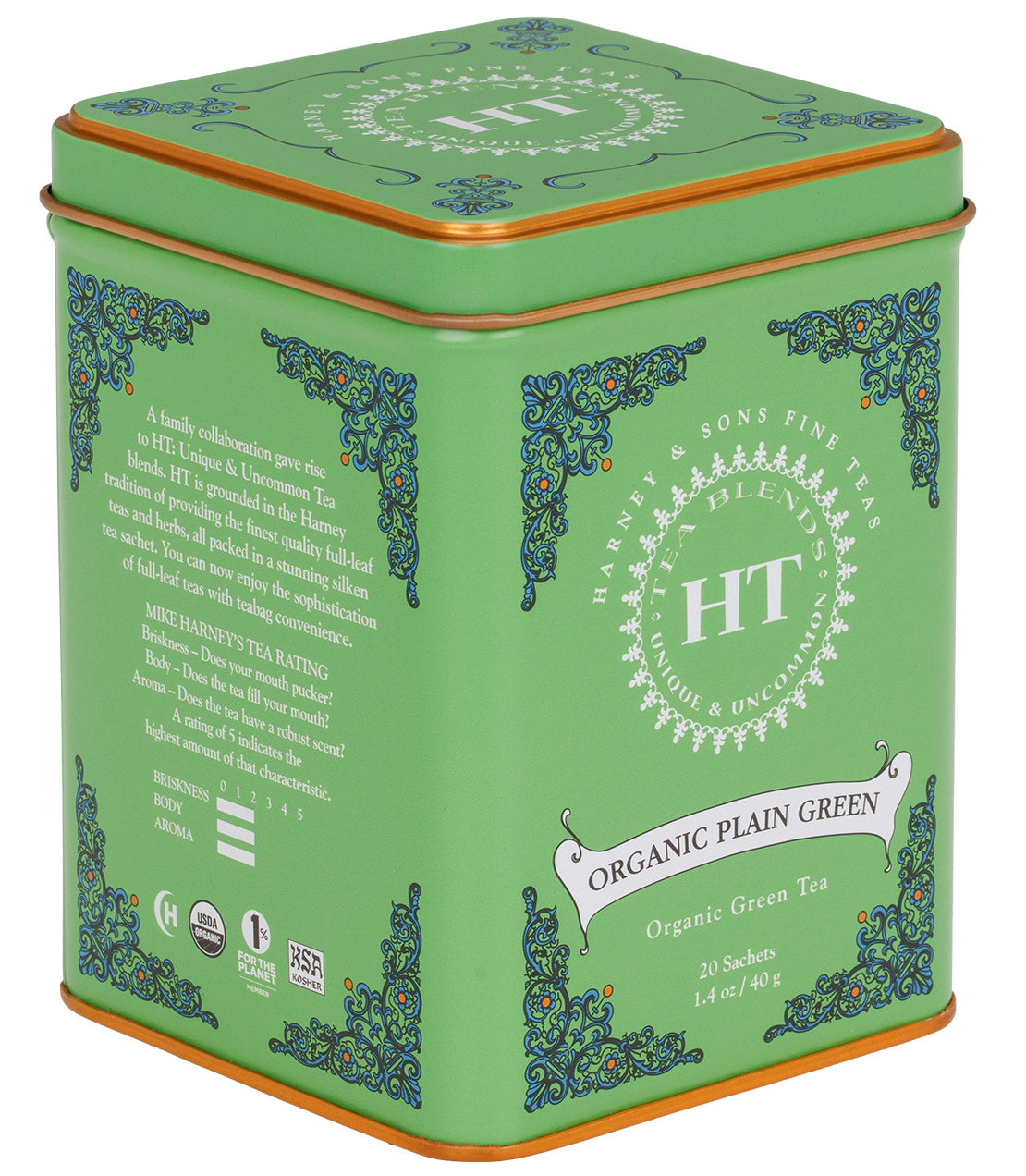 Organic Plain Green, HT Tin of 20 Sachets -   - Harney & Sons Fine Teas