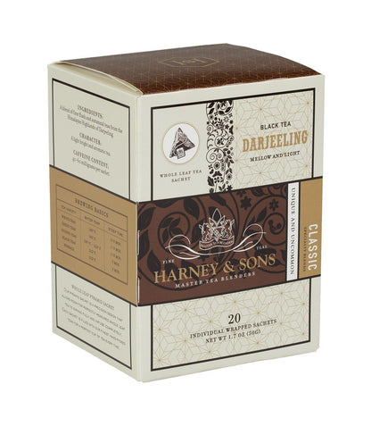 Darjeeling - Sachets Box of 20 Individually Wrapped Sachets - Harney & Sons Fine Teas