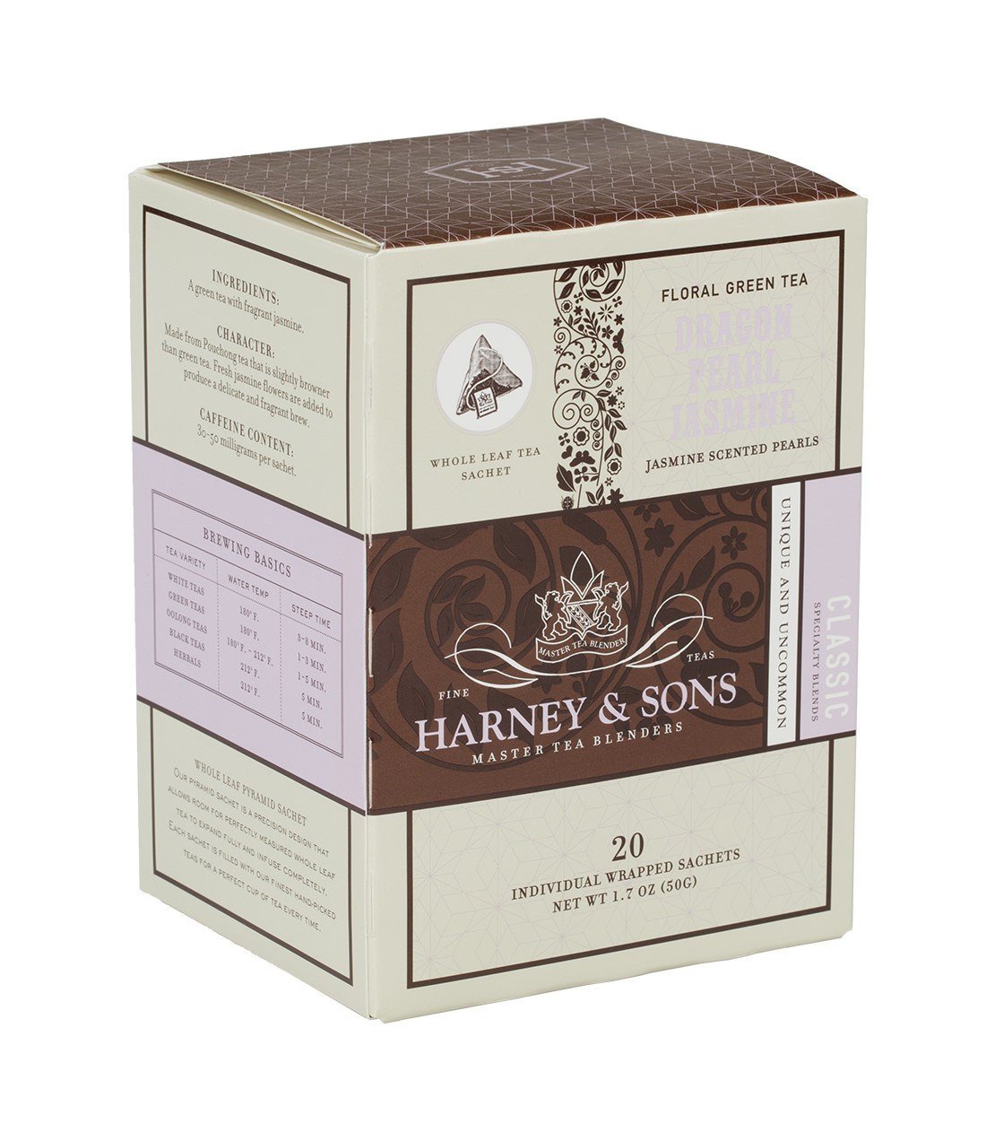 Dragon Pearl Jasmine - Sachets Box of 20 Individually Wrapped Sachets - Harney & Sons Fine Teas